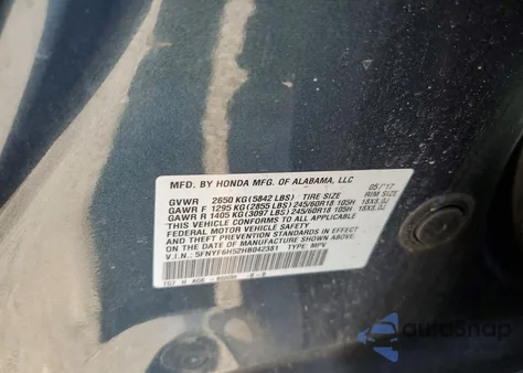 2017 Honda Pilot Exl z USA, uszkodzony, nr VIN 5FNYF6H52HB042381